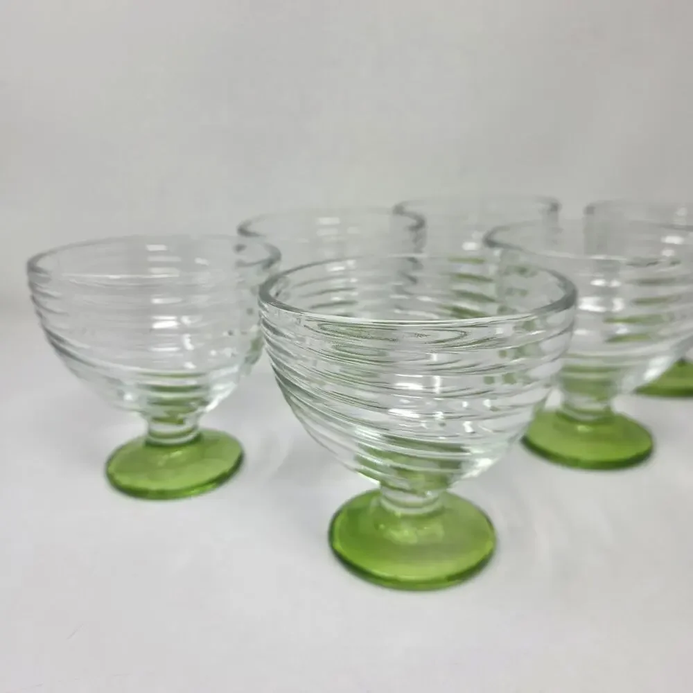 Anchor Hocking Manhattan Park Avenue Swirl Foot Dessert Dish Parfait Green x6